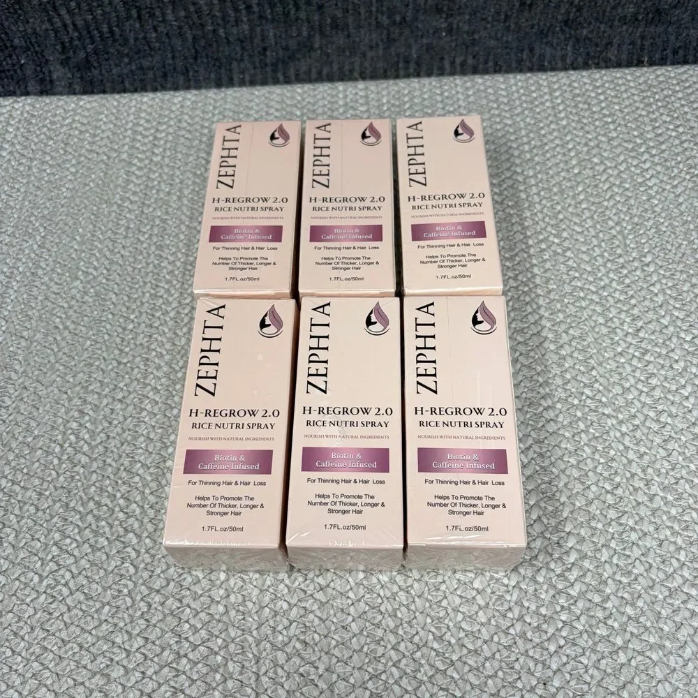 Zephta H-Regrow 2.0 Rice Nutri Spray Biotin & Caffeine Infused 1.7 oz. Lot of 6